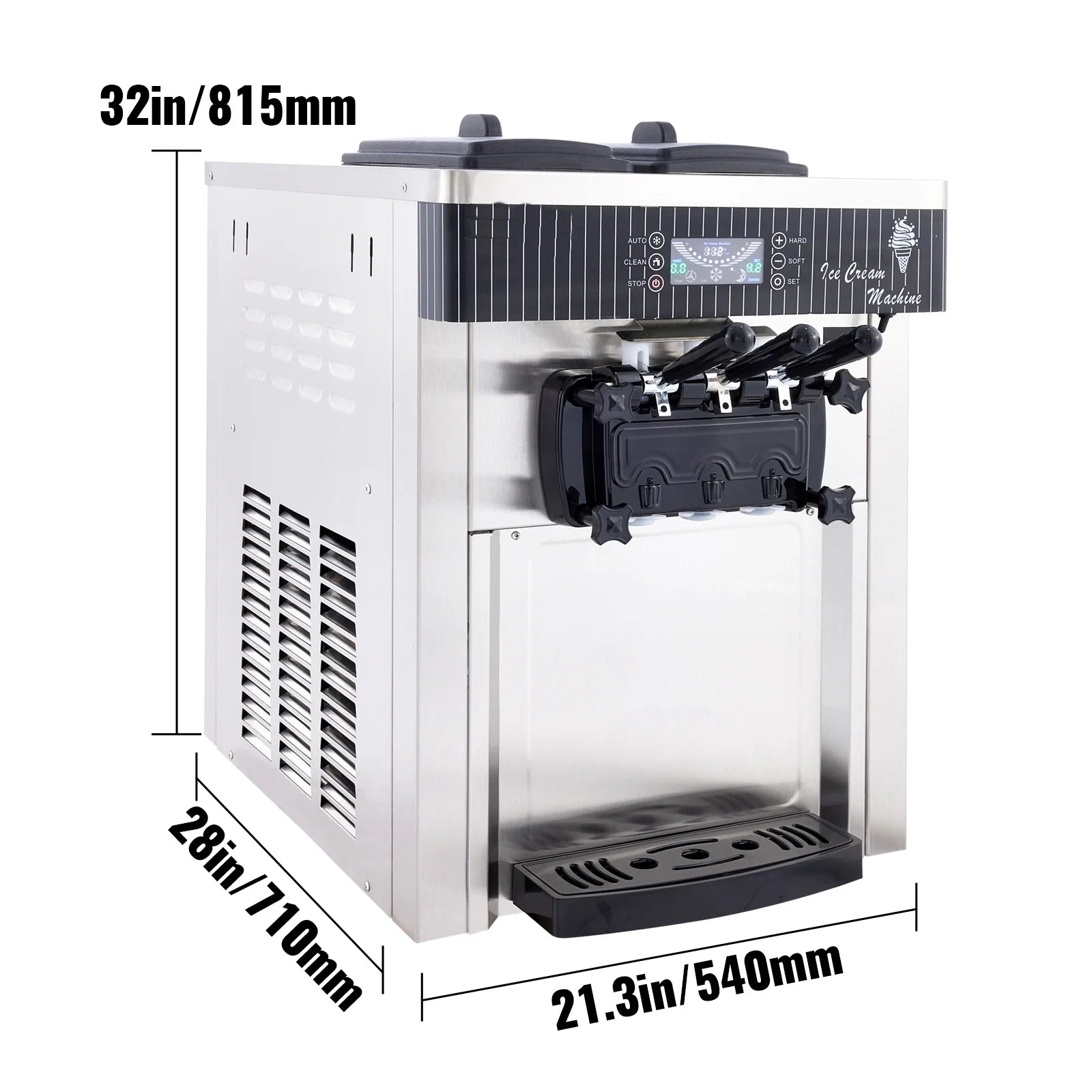 BENTISM Commercial Ice Cream Machine 20-28L/H Soft Serve, Silver K39868
