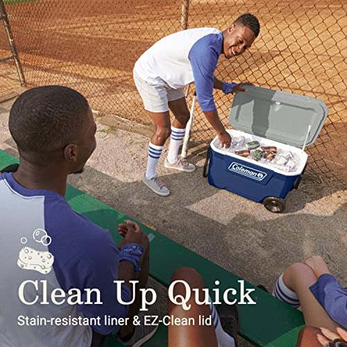 Coleman Classic Series Insulated Rolling Cooler, 65-Quart, Leak-Resistant F832