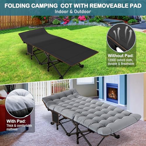 NAIZEA Folding Camping Cot for Adults, Adjustable Reclining Chair N72576