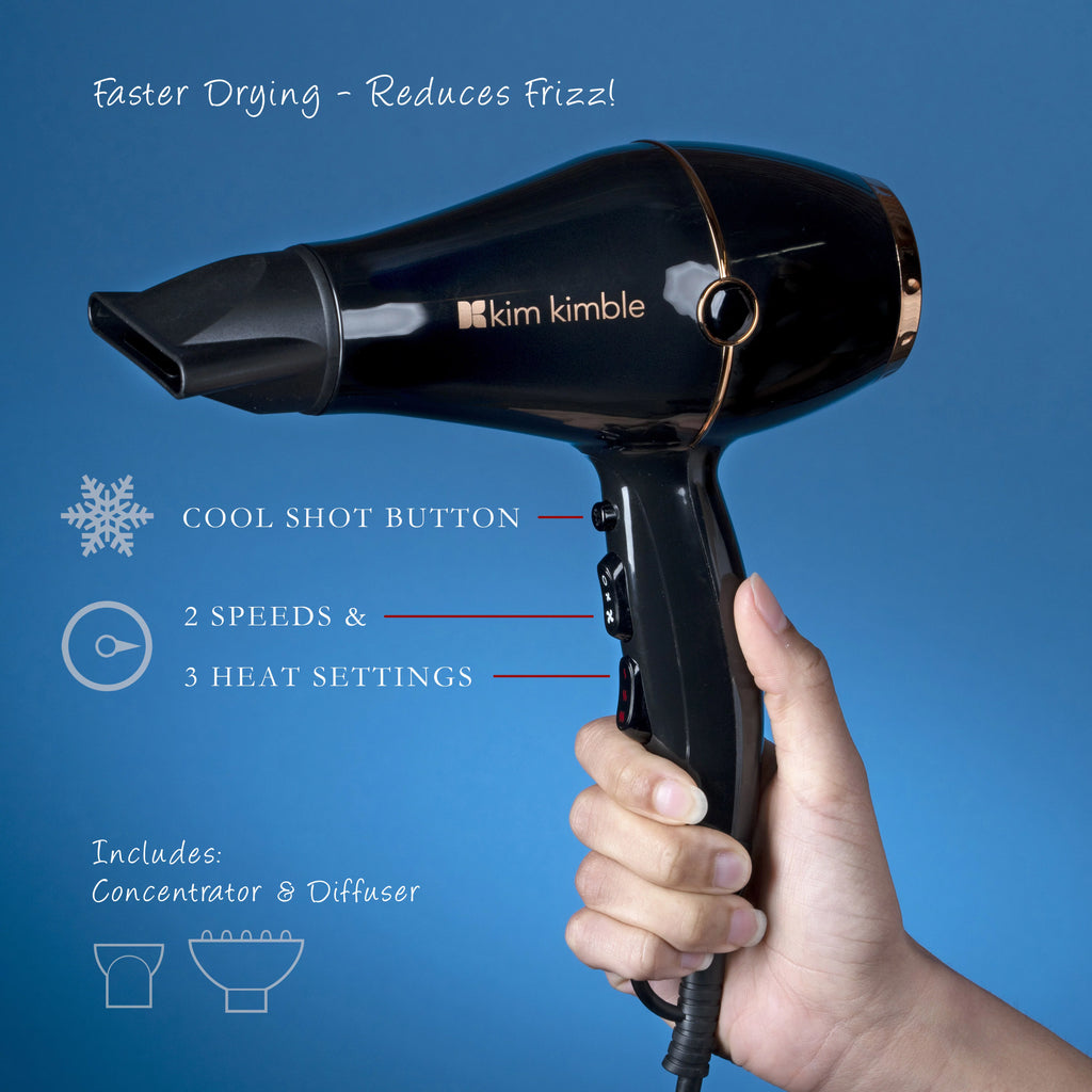 Kim Kimble Celebrity Series Ultra-Light 1875W Pro Hair Dryer, Black & Rose Gold T8431