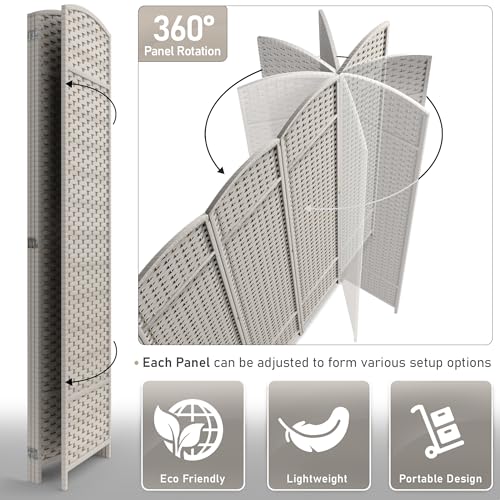 Sorbus 8-Panel Black Room Divider, 6 ft Tall Folding Privacy Screen T242