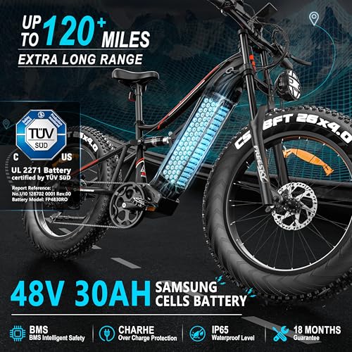 FREESKY 2000W Electric Bike with BAFANG Motor, 48V 30Ah Samsung Battery, 35MPH, 120 Miles Range K7833