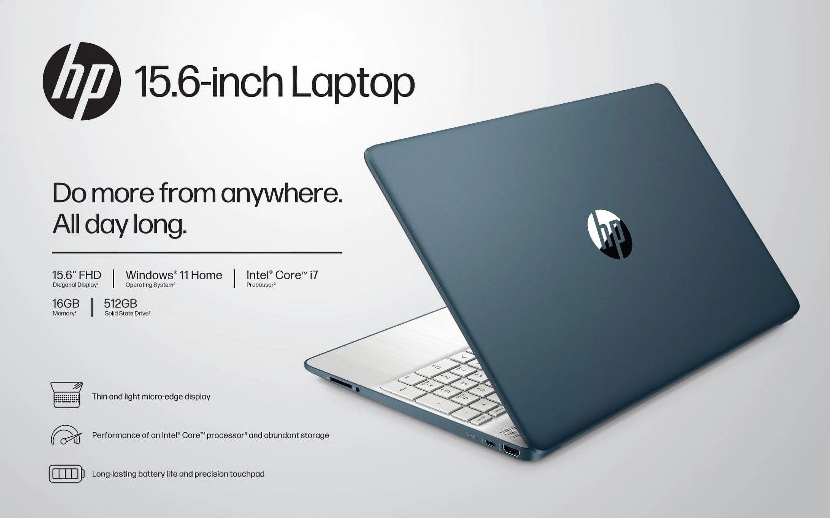 HP 15.6" FHD Laptop, Intel Core i7, 16GB RAM, 512GB SSD, Windows 11 U927