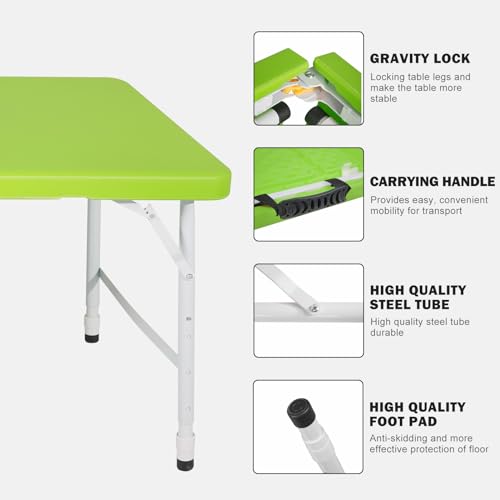 Portable Plastic Folding Table 4ft Heavy Duty Indoor Outdoor Y145657