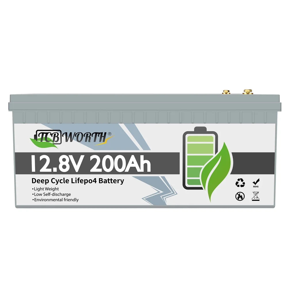 12.8V 200Ah LiFePO4 Battery with BMS for Trolling Motor, Golf Cart, RV & Solar Q69202