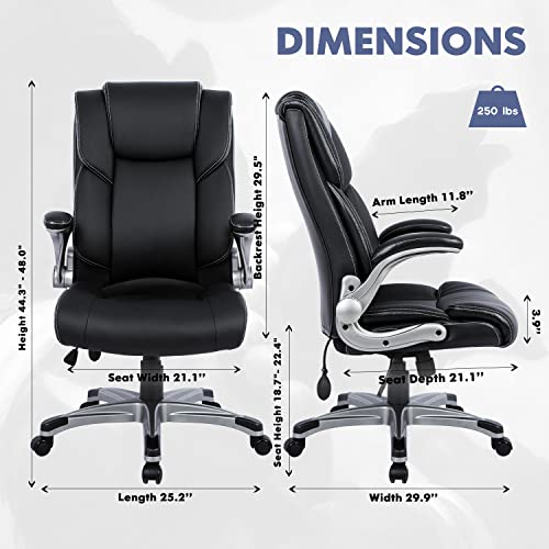 COLAMY Executive Ergonomic Office Chair with Bonded Leather and Flip-up Armrests A775113