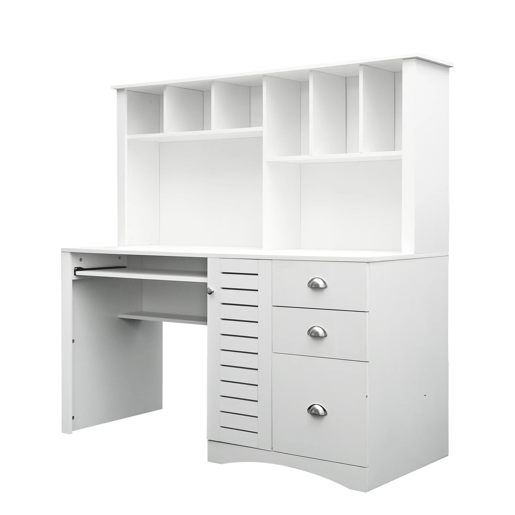 Holaki Computer Desk with Hutch, Antiqued White Finish D126