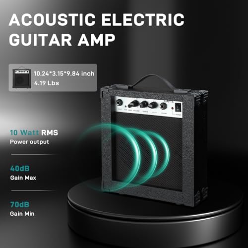 Ktaxon Full-Size Acoustic Electric Guitar with Amp, Black O1421