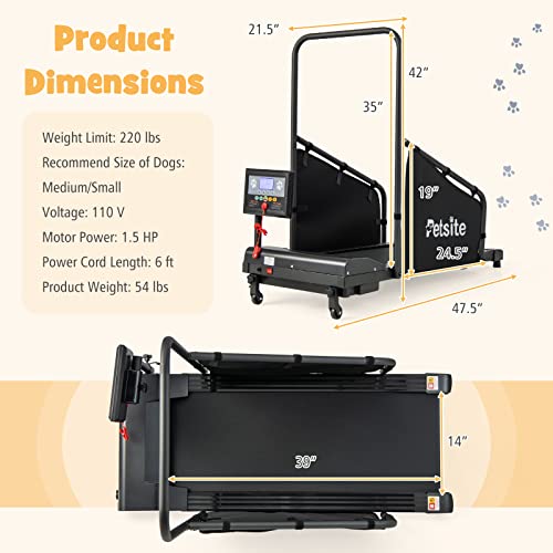 PETSITE Dog Treadmill for Small & Medium Dogs with LCD Display, 220 LBS N612