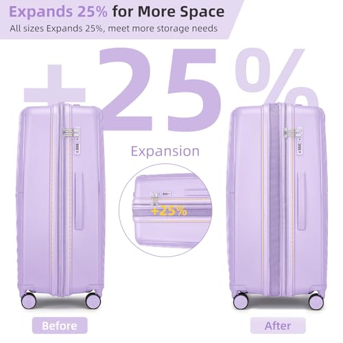 LARVENDER Luggage Sets 3 Piece, 20in Carry On PP Hardshell Suitcase with Spinner Wheels Q3160