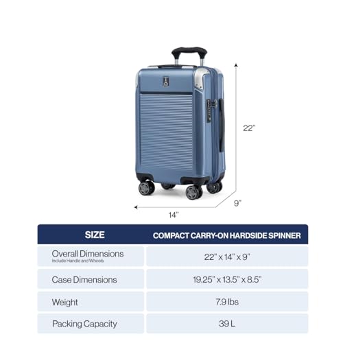 Travelpro Platinum Elite Hardside Expandable Carry-On Luggage, 8 Wheel Spinner, TSA Lock, 20-Inch X826544