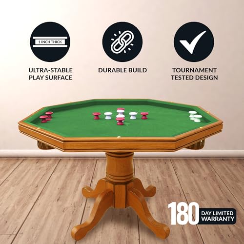 Hathaway Kingston 3 in 1 Octagon Poker, Dining & Bumper Pool Table, Oak M25696