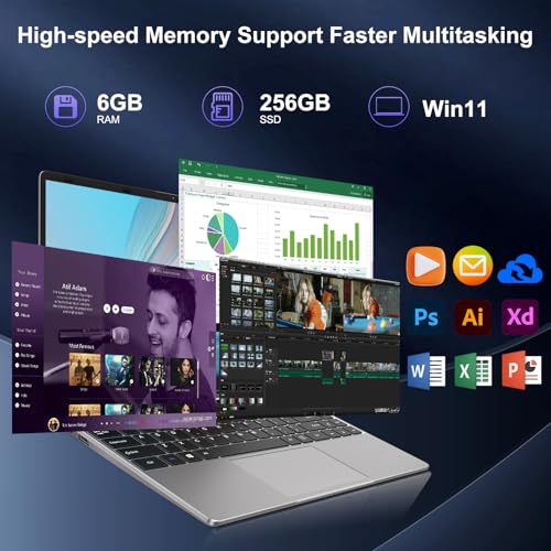 14 Inch Laptop Windows 11 256GB SSD Celeron N4020 Gray S455