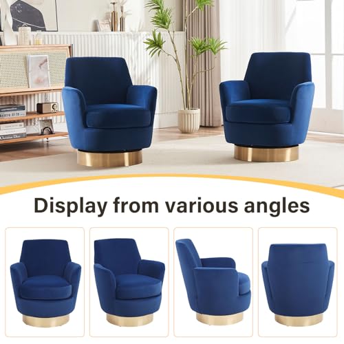 Swivel Barrel Chair Set of 2, Modern Velvet Accent Chairs, Orange P5409