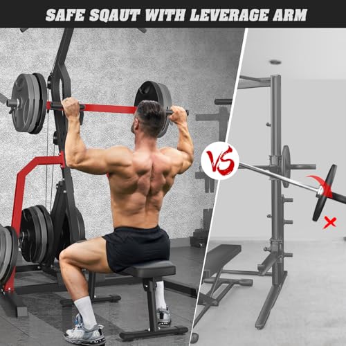 DONOW Leverage Gym Power Rack Squat Rack with LAT Low Row System Home Gym Workout Station O450515