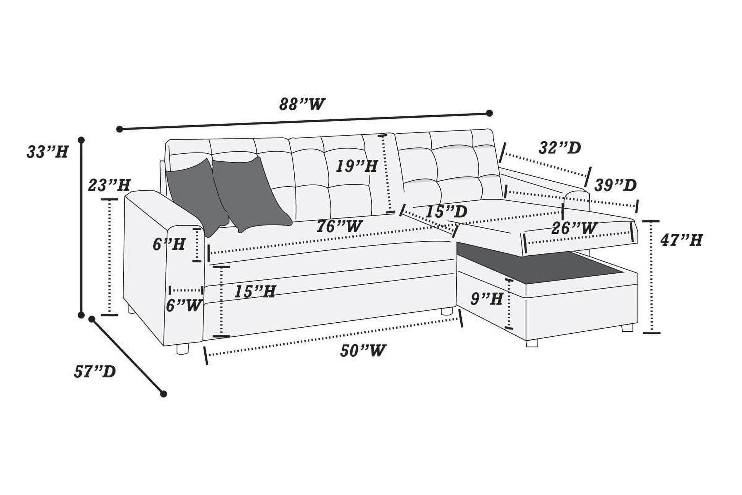 Amir Convertible Sectional Sofa Bed with Storage - Espresso L179
