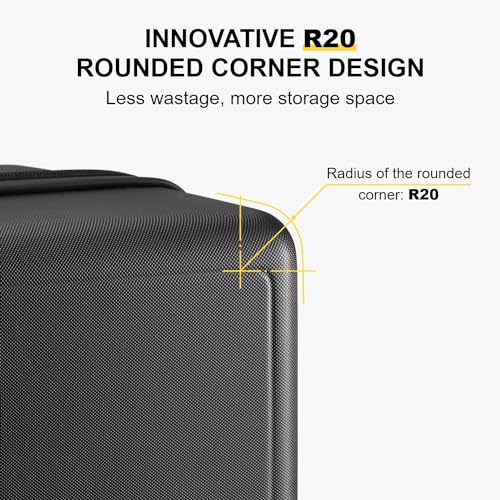 LEVEL8 Hard Shell Carry-On Luggage with TSA Lock, 20 Inch, Black V41961