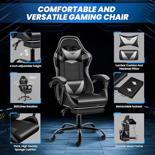 Gaming Chair with Footrest, Lumbar Support, Red/Black M9231