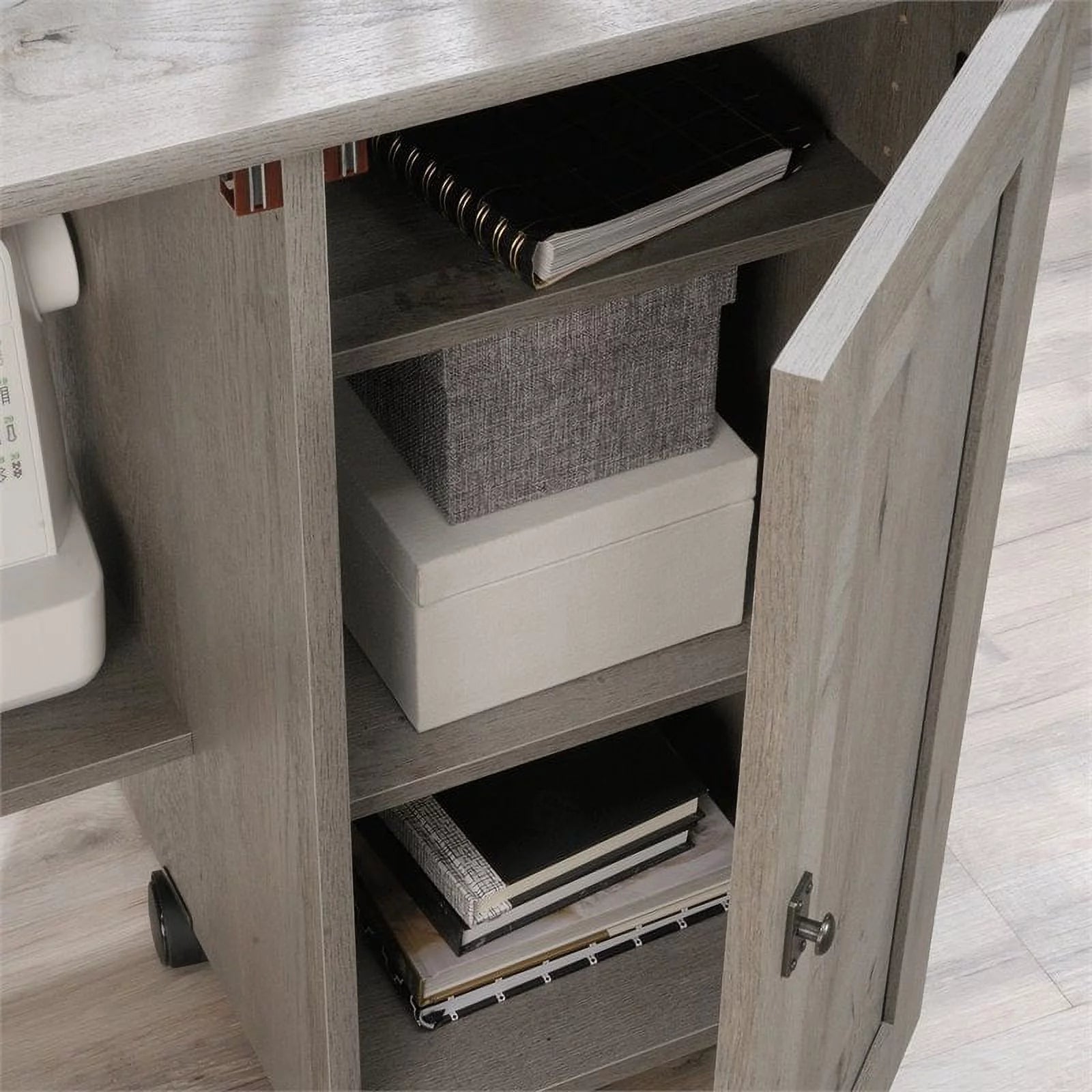 Pemberly Row Contemporary Engineered Wood Sewing Craft Table Oak A45888