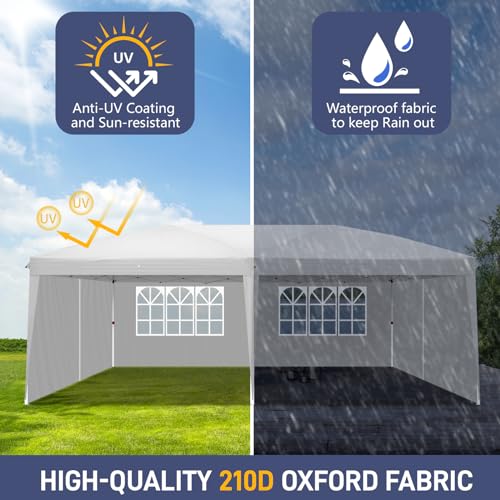 Outvita 10x20ft Pop Up Canopy Tent with 6 SideWalls, Black C203441