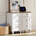 Set of 2 Nightstand with Charging Station, Bedside Table Built-in Outlets, Wood End Table with Drawer and Storage for Living Room, Bedroom,Off-White