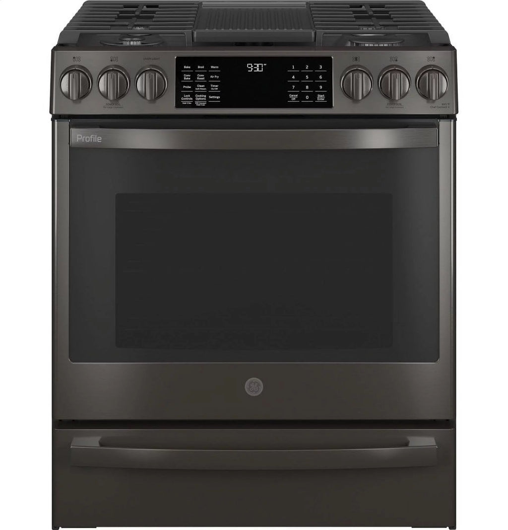 Ge Profile Pgs930bpts Profile 30" Wide 5.6 Cu. Ft. Slide In Gas Range - Black Stainless Steel