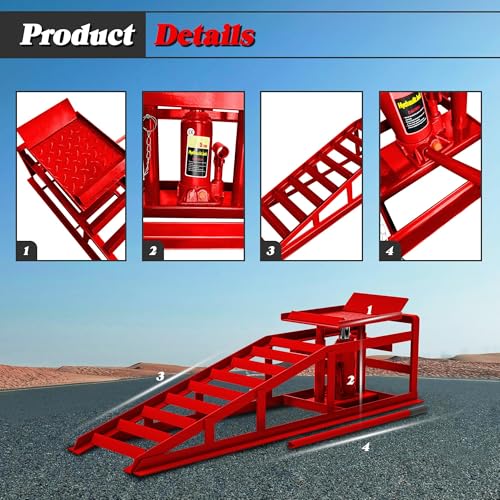 2 Pack Hydraulic Car Ramps 5T Low Profile Vehicle Lift Service Ramps U573399