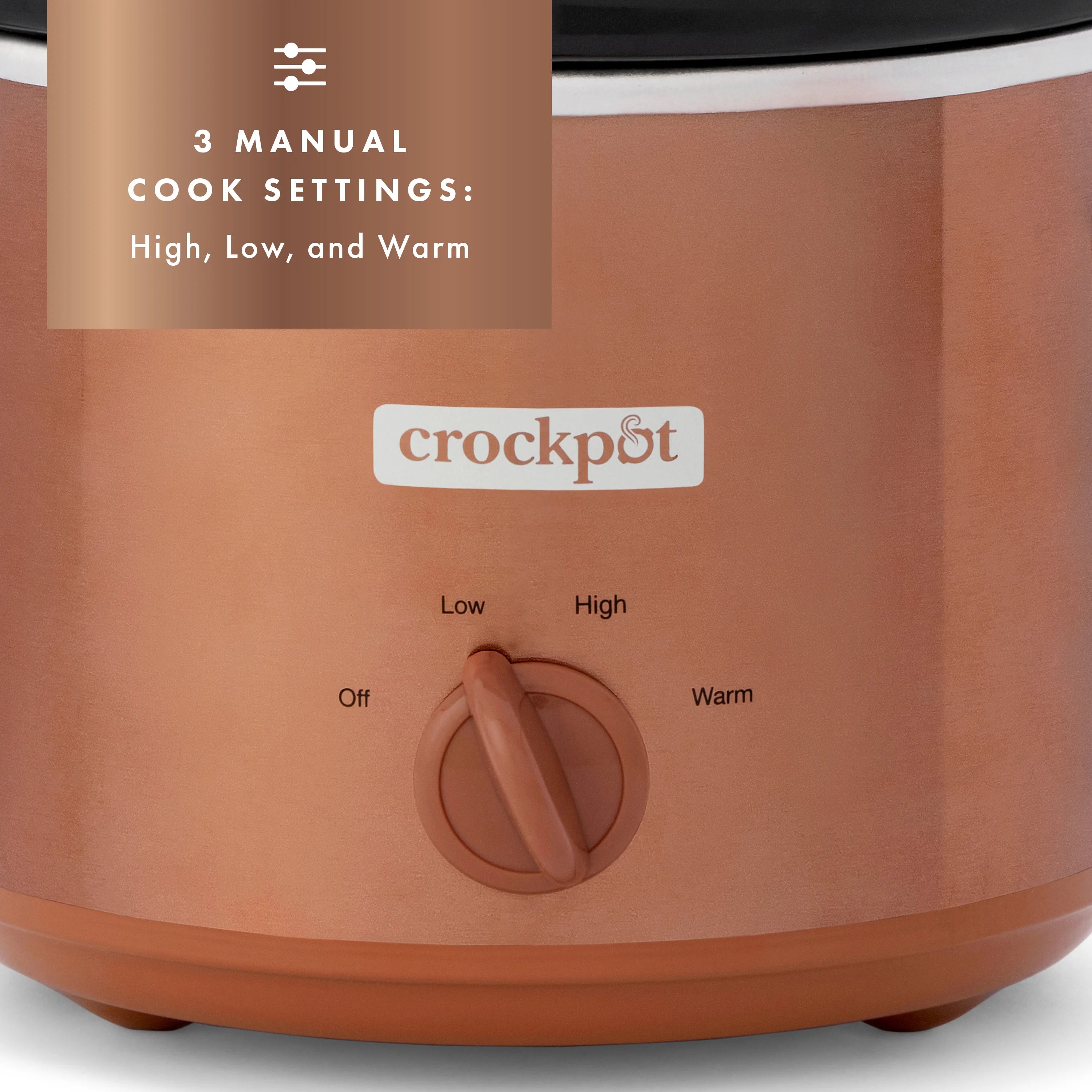 Crockpot Design Series 3-Quart Manual Slow Cooker, Copper M46686
