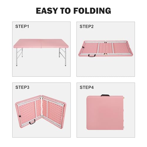 Portable Plastic Folding Table 4ft Heavy Duty Indoor Outdoor Y145657