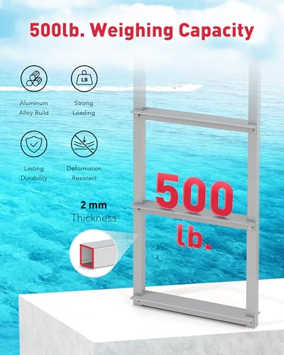 CO-Z 3 Step Removable Dock Ladder for Pontoon Boat, Aluminum Swim Ladder with Nonslip Tread O80708
