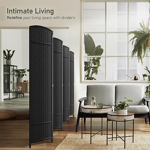Sorbus 8-Panel Black Room Divider, 6 ft Tall Folding Privacy Screen T242