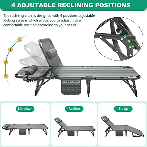 NAIZEA Folding Camping Cot for Adults, Adjustable Reclining Chair N72576