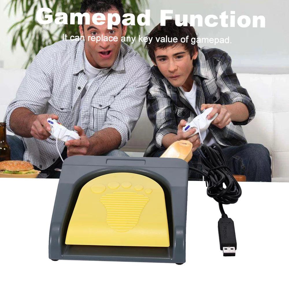 Walmeck USB Single Foot Switch Game Control Pedal Grey with Yellow E409