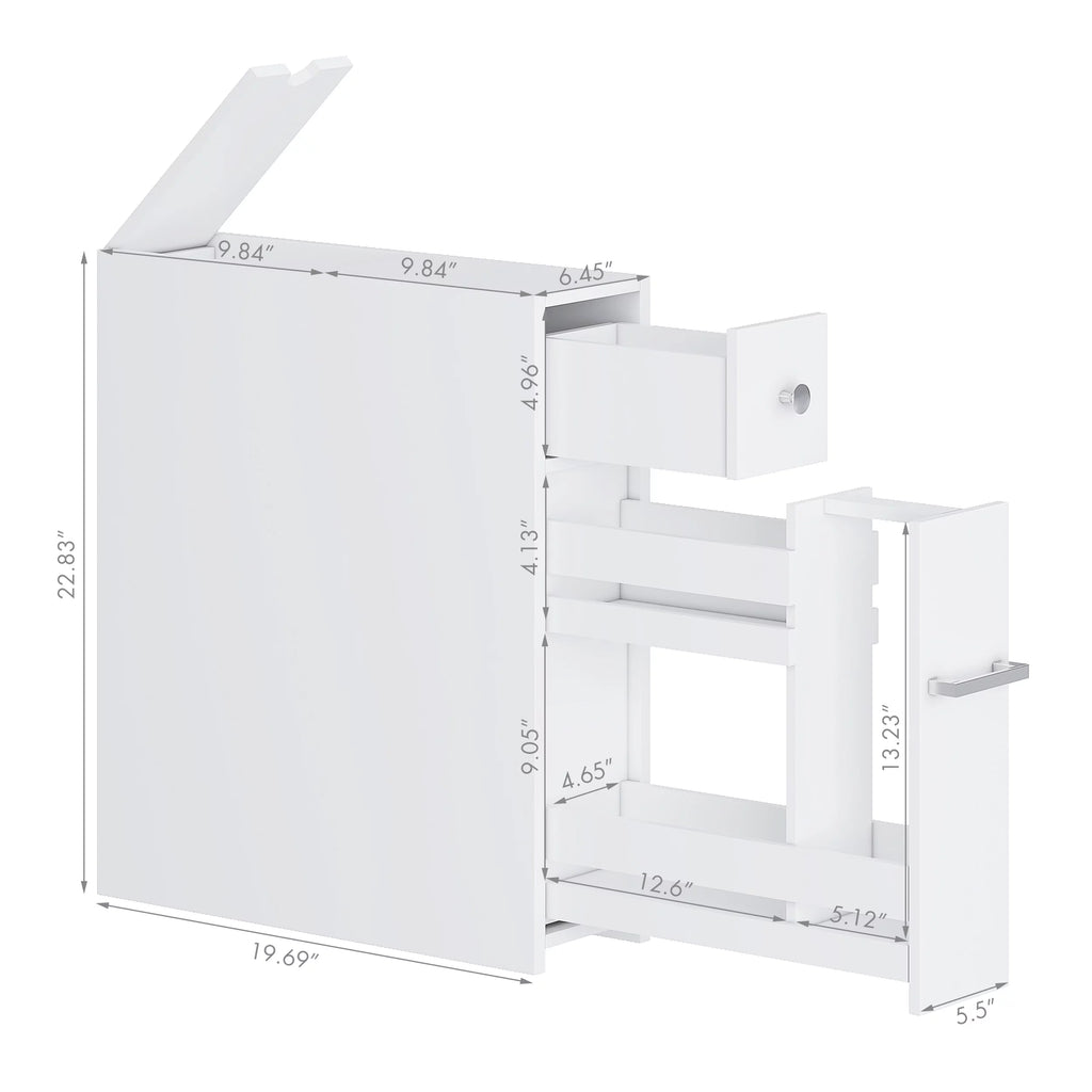 Spirich Home Slim Bathroom Storage Cabinet with Slide Out Drawer, White D910171