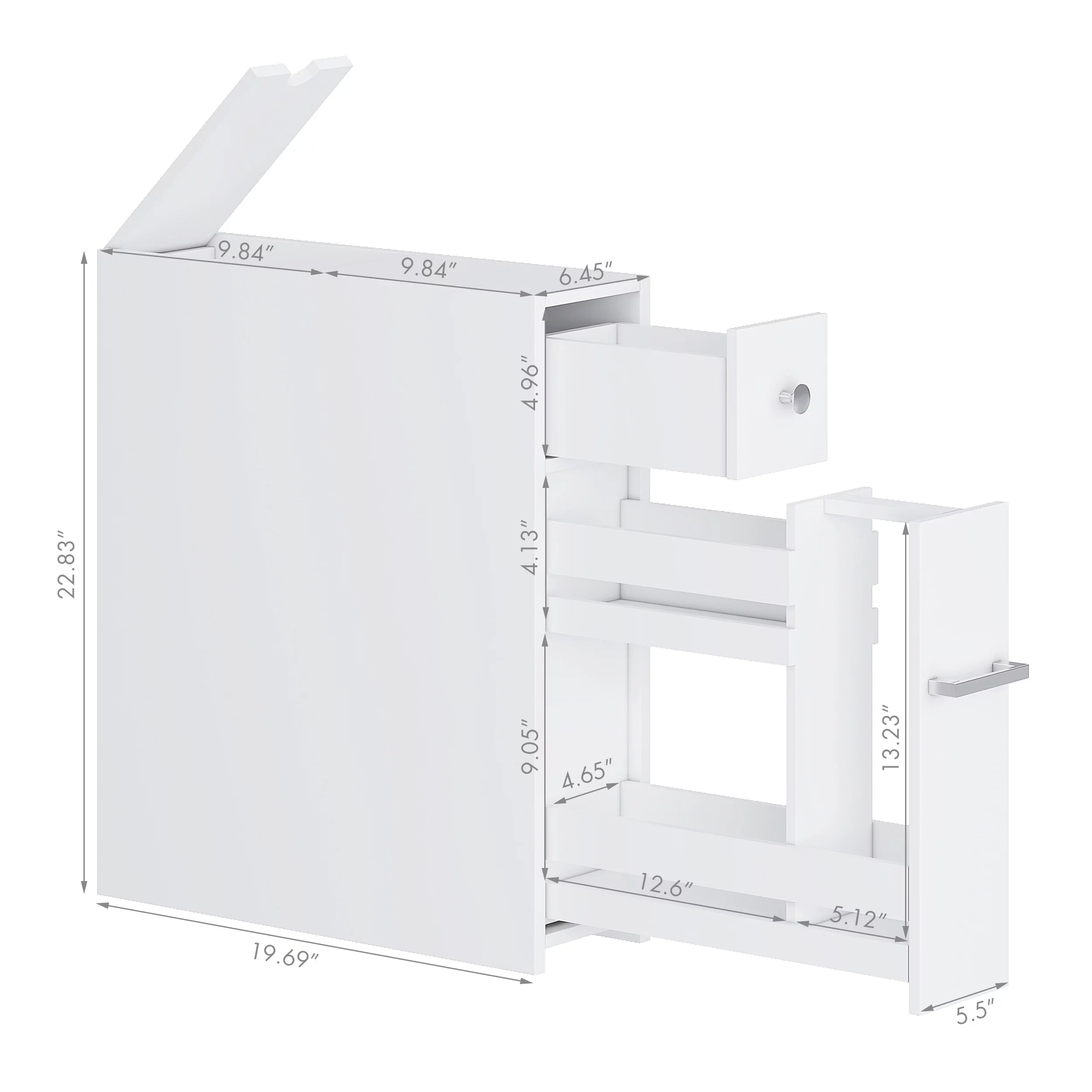 Spirich Home Slim Bathroom Storage Cabinet with Slide Out Drawer, White D910171