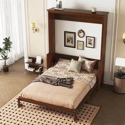 KEIKI Queen Murphy Bed with Desk, Walnut D859708