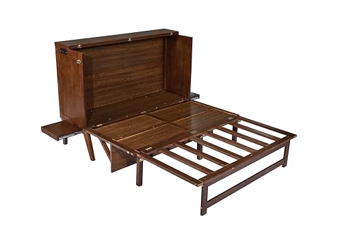 Queen Murphy Bed with Desk and Removable Shelves, USB Port, White H566492