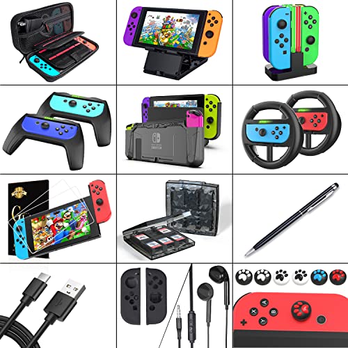 Deruitu Switch Accessories Bundle Compatible with Nintendo Switch, 18 in 1 Kit D450