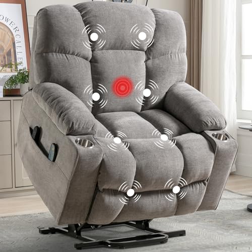 CANMOV Oversized Power Lift Recliner Chair for Elderly, Dual Motor, Brown C110