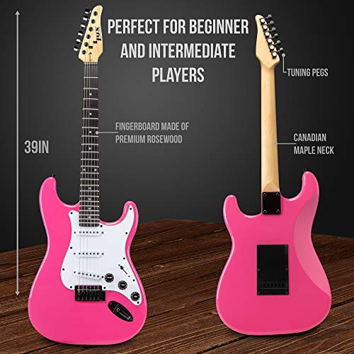 LyxPro Electric Guitar 39" Beginner Starter Kit with 20W Amp, Black B69338