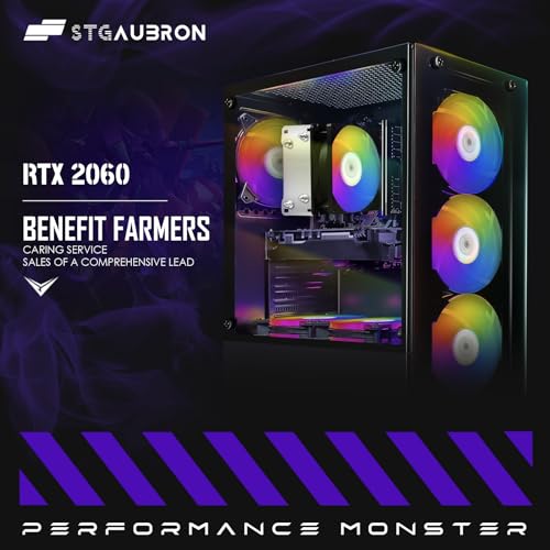 STGAubron Gaming PC Desktop, GeForce RTX 2060 Super, Intel Core i7, 16G DDR4, 1T SSD, Windows 11 Z1287