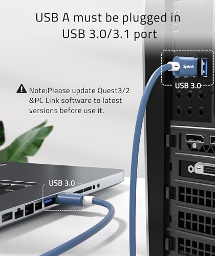 Syntech Link Cable 16FT USB 3.0 to USB C for Meta Quest 3/3S/2, PCVR & SteamVR X45404