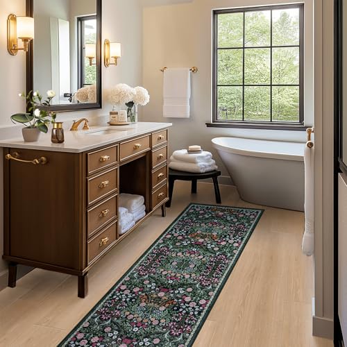 8x10 Floral Washable Area Rug for Living Room, Vintage Soft Non-Slip Carpet Z978379