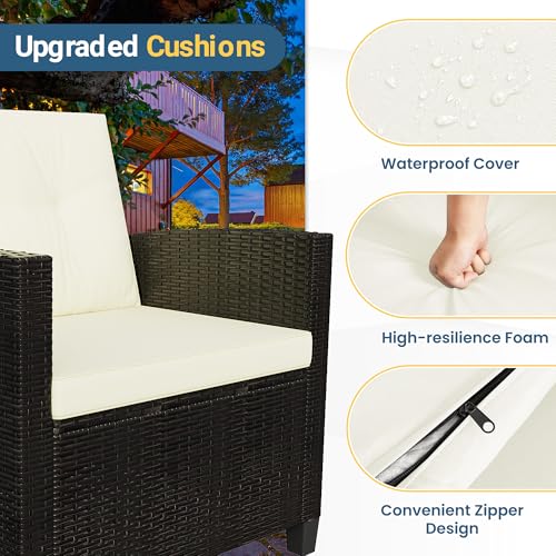 Wisteria Lane 4 Piece Outdoor Patio Furniture Set, Gray Rattan Sofa with Cushion P41861
