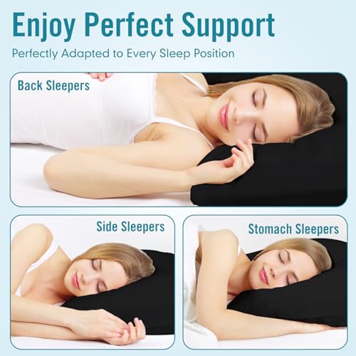 Sycoodeal King Size Bed Pillows 4 Pack, Machine Washable, Black U495
