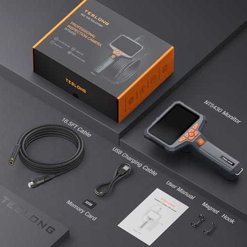 Teslong 50FT Sewer Camera, Dual Lens Borescope with Light, 4.3" HD Inspection Camera E781