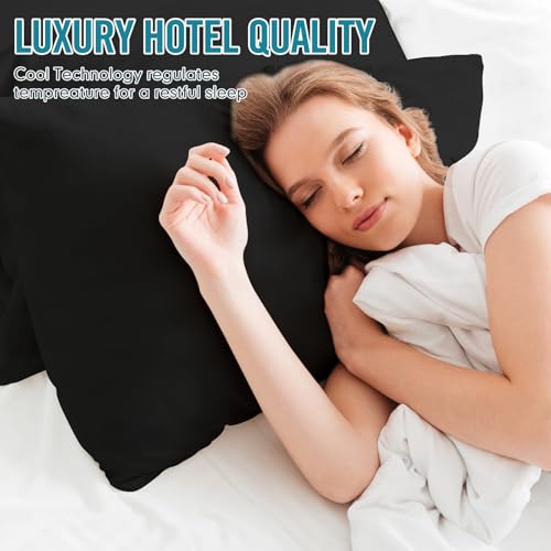 Sycoodeal King Size Bed Pillows 4 Pack, Machine Washable, Black U495
