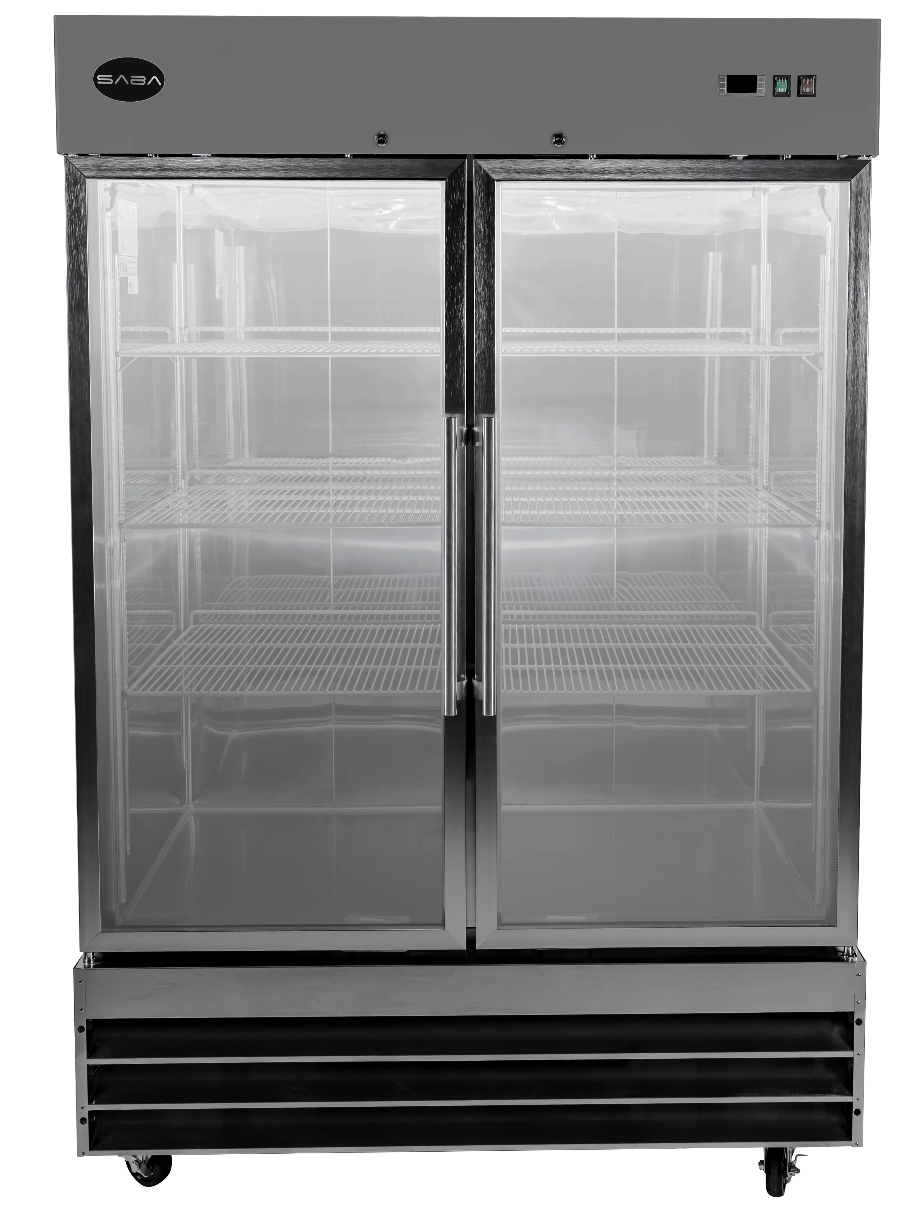 Commercial Stainless Steel 47 cu ft Glass Door Reach-In Refrigerator 2 Door E412