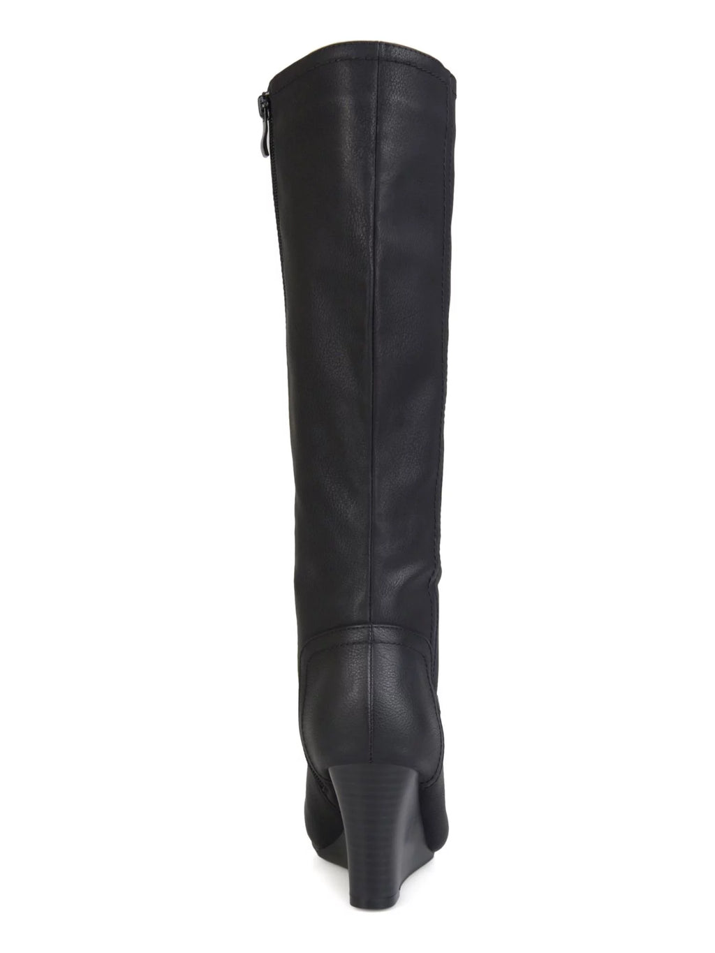 Journee Collection Langly Wedge Heel Knee High Boot Black Faux Leather O27985