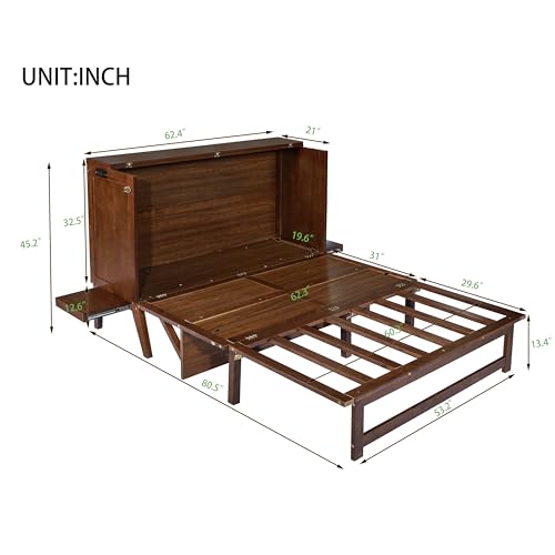 Queen Murphy Bed with Desk and Removable Shelves, USB Port, White H566492